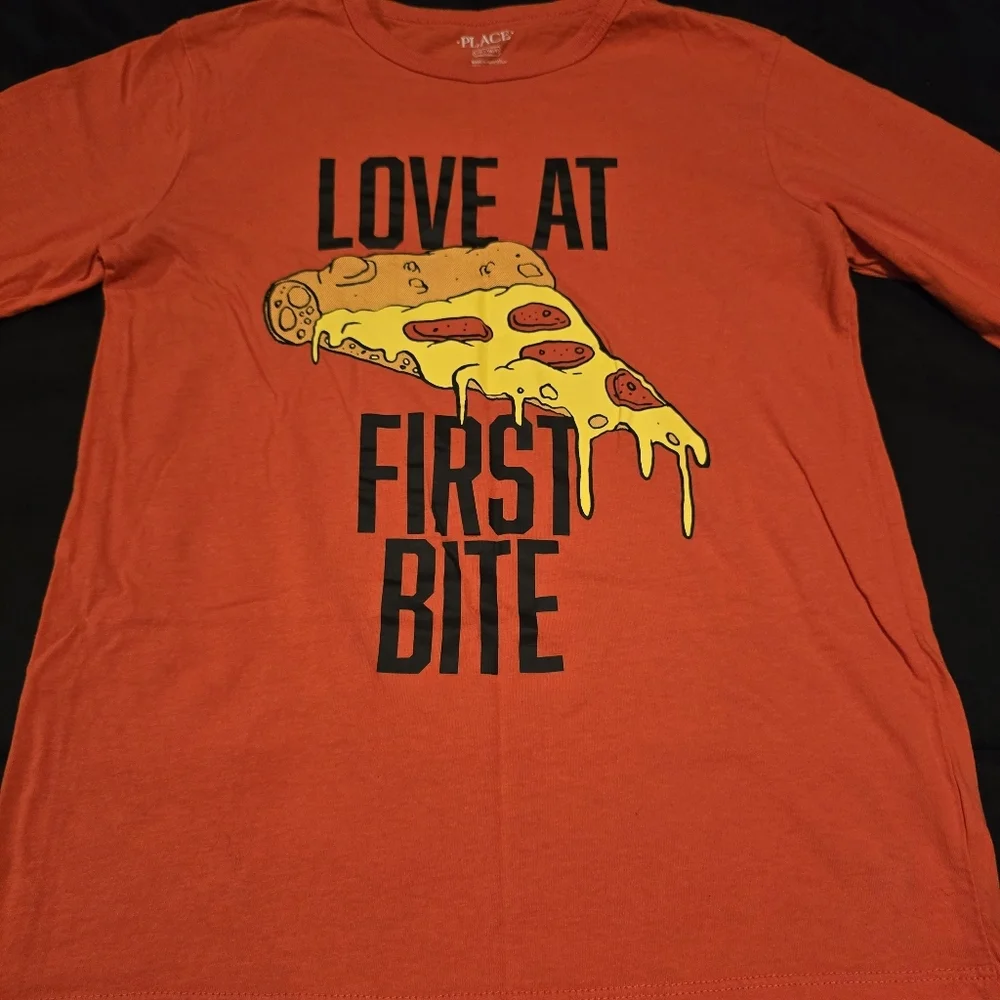 The Childrens Place Boys Pizza Graphic‎ Long Sleeve Shirt Orange Size Large